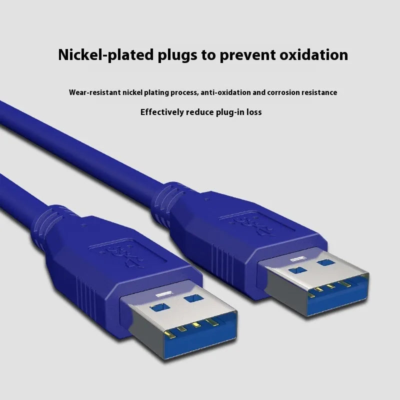 USB 3.0 male-to-male data cable with nickel-plated connectors, showing length options.