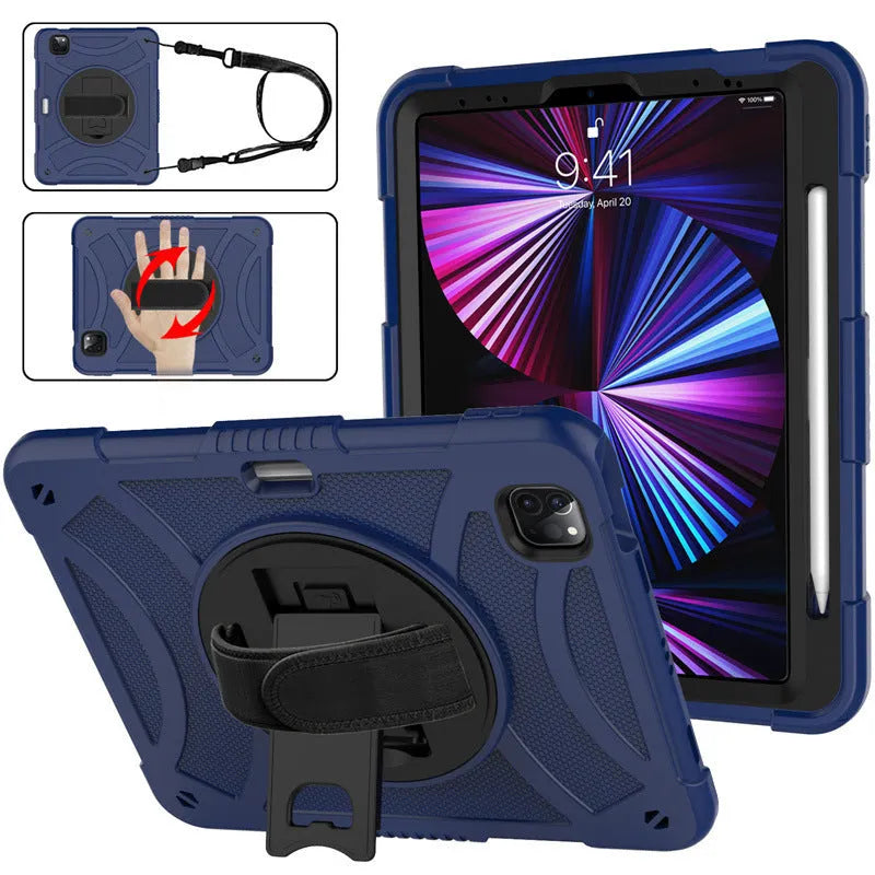iPad rotating bracket protective case in rose gold colour showing magnetic stand functionality