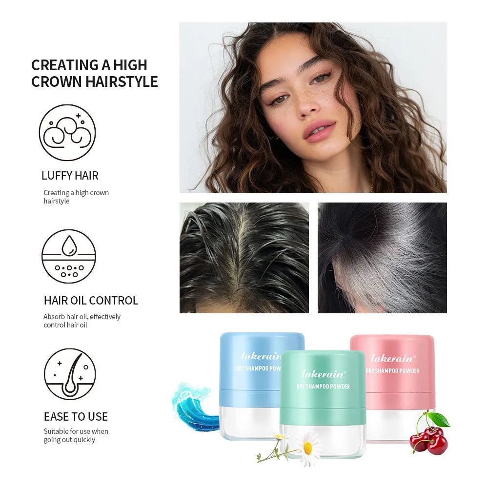 5g dry shampoo powder for hair with disposable sponge applicator in ocean, floral or cherry fragrance