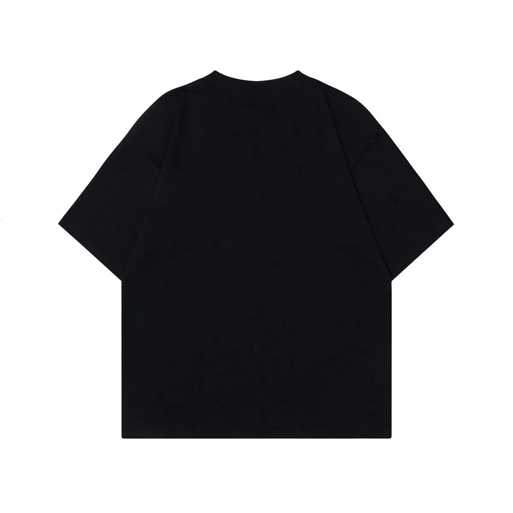 Men's grey retro graphic t-shirt with character design in loose fit cotton construction