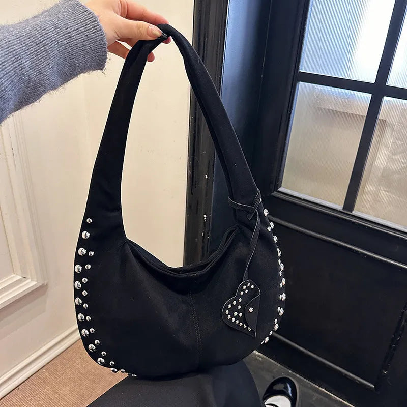 Soft plush underarm tote handbag in European American retro style available in five colours
