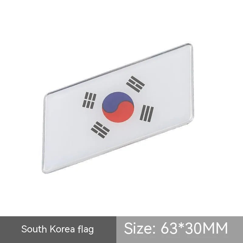 Aluminium car sticker flag emblem showing national flag design in parallelogram shape