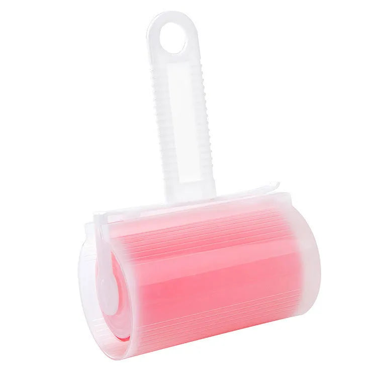 Blue washable reusable lint roller with cover for removing pet hair from clothes.