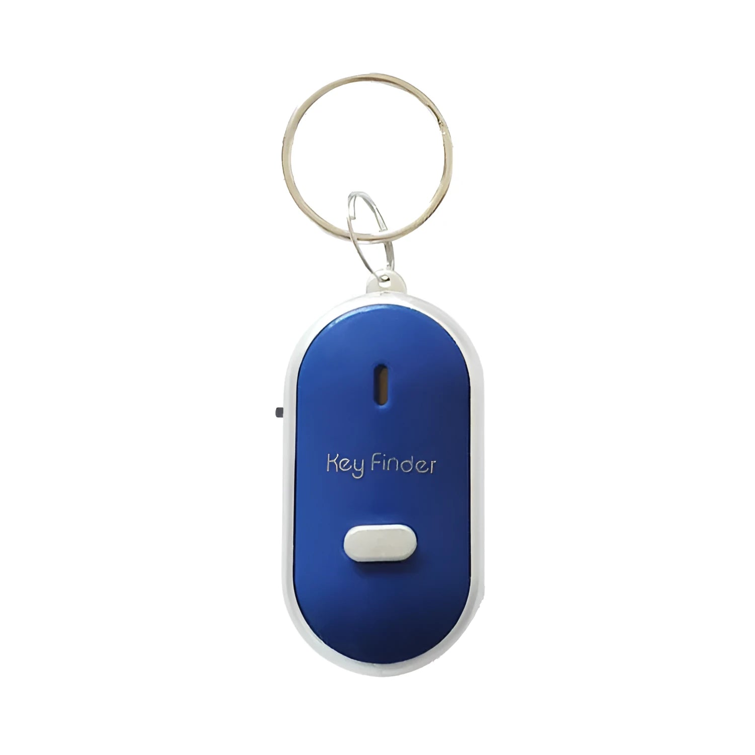 Oval-shaped plastic key finder pendant in red, blue, white, black, and orange colour options.