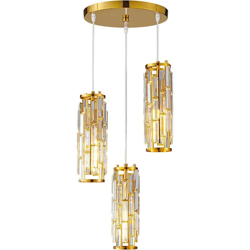 Single head LED crystal droplight in industrial style with metallic finish