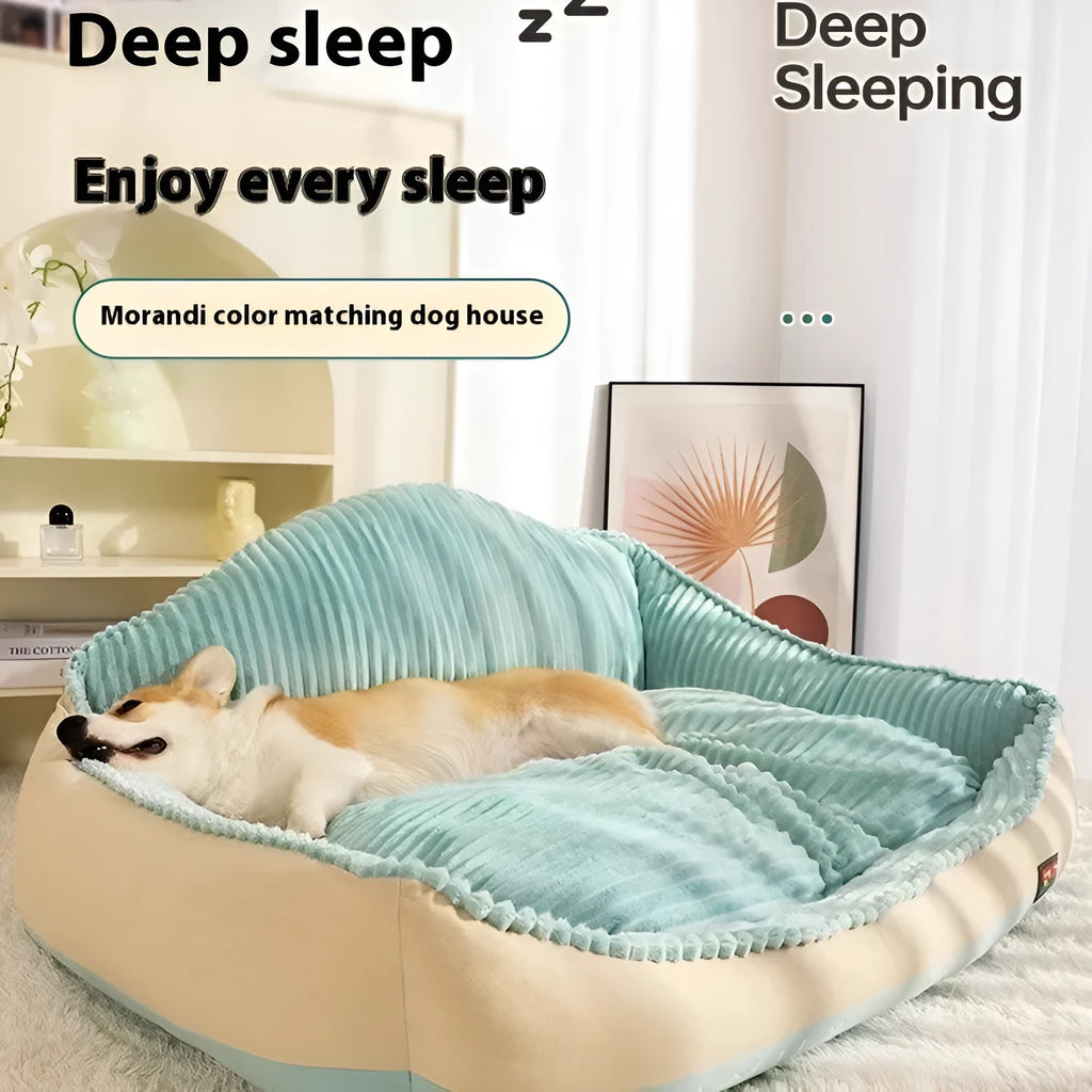 Morandi colour pet bed with raised edges in two sizes for dogs up to 30kg