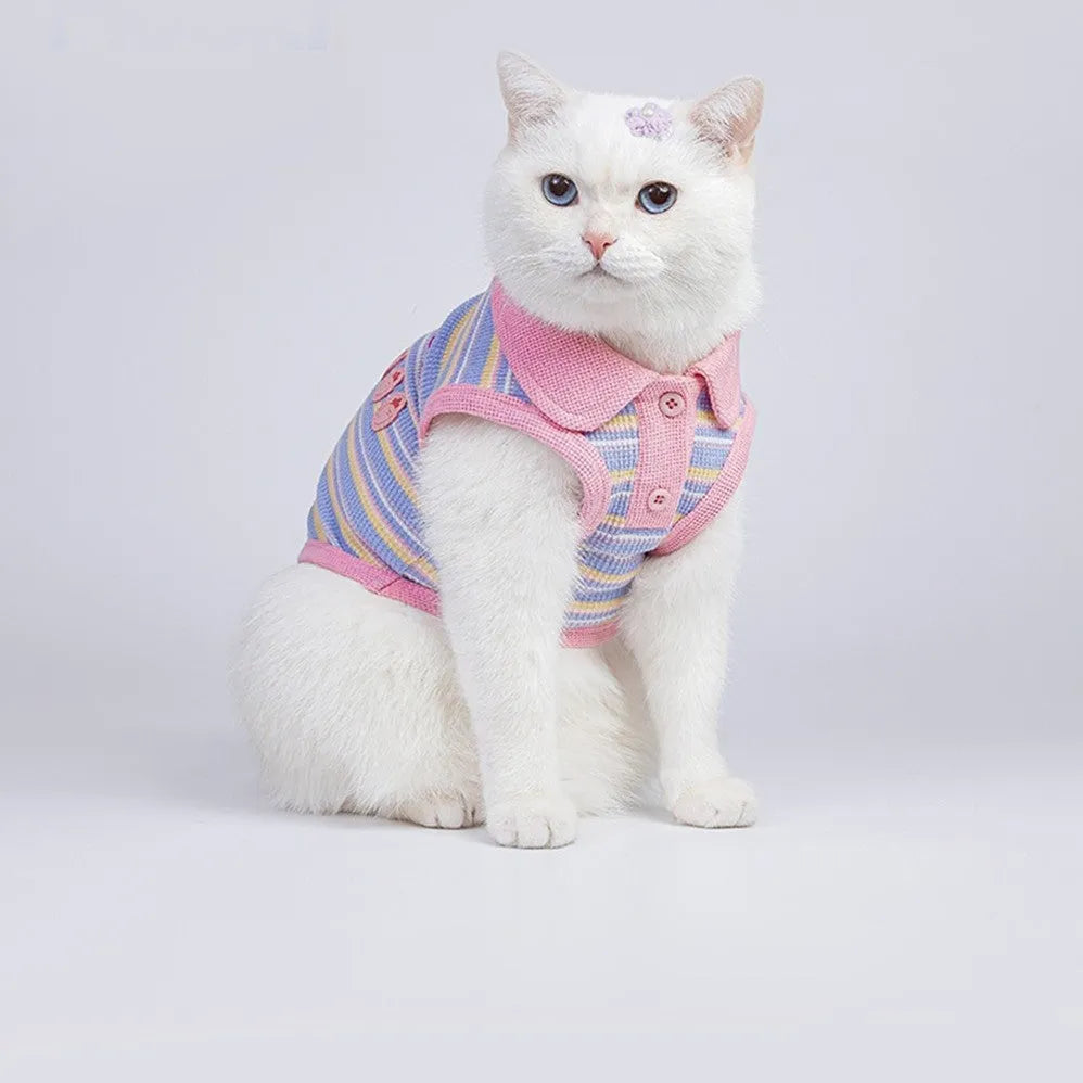 Pink purple soft fabric vest for small dogs with seven size options for autumn wear