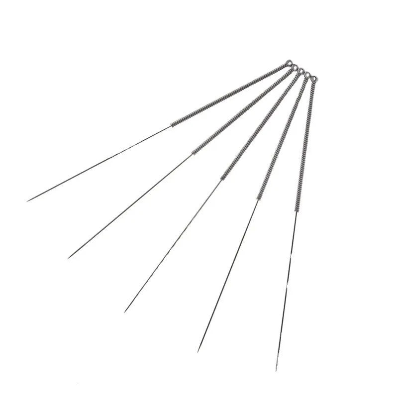 Pack of ten metal cleaning needles for maintaining Mk8 and E3D 3D printer nozzles.