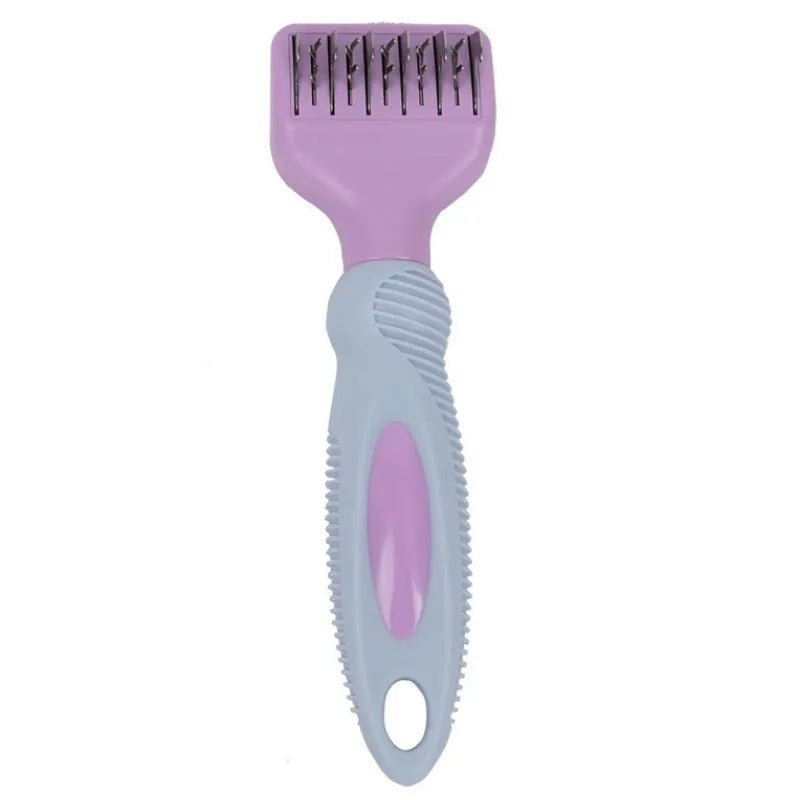 Stainless steel knot knife pet grooming comb for dogs and cats in pink colour