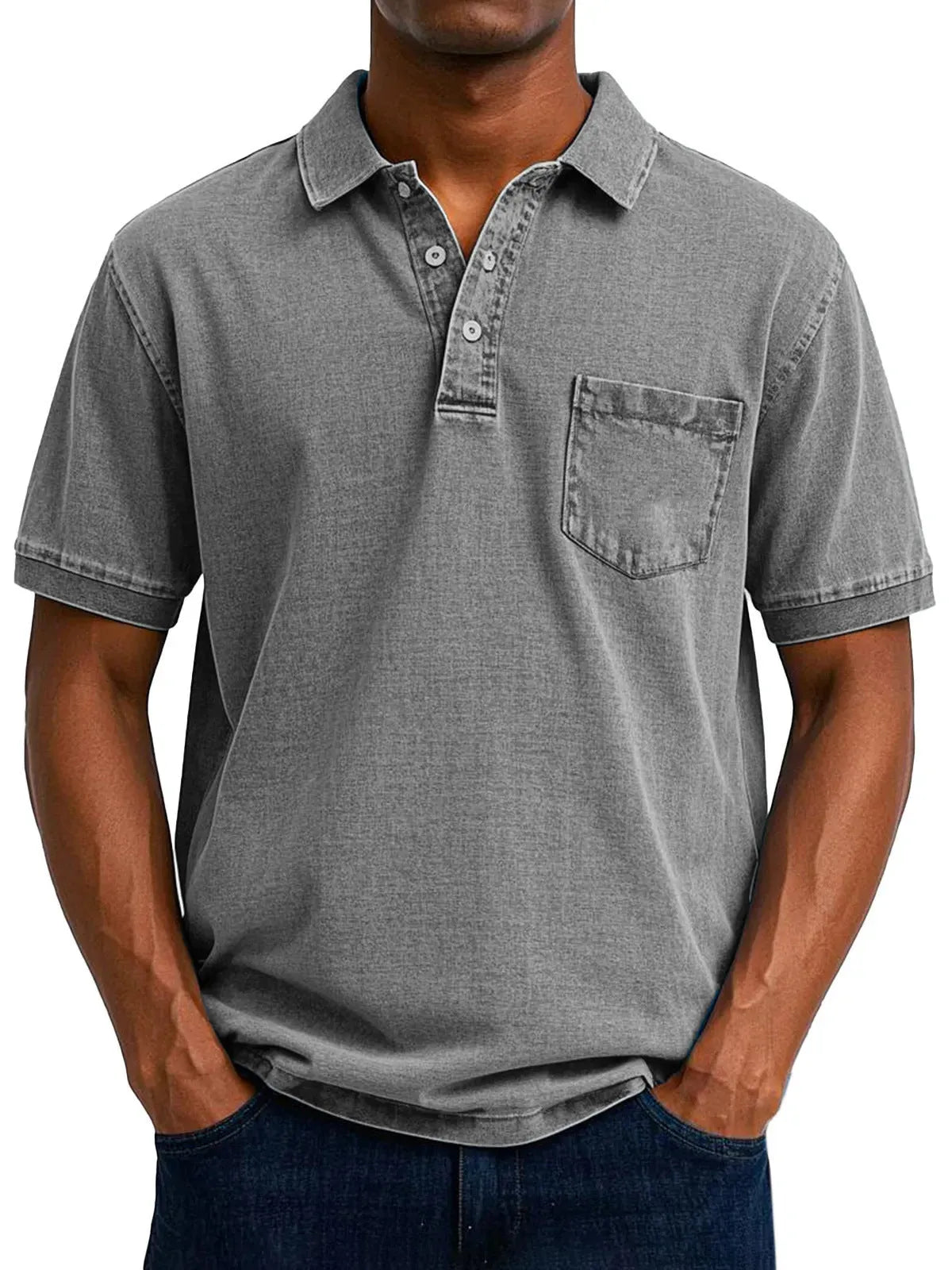 Plus size men's Korean style printed short sleeve shirt in lightweight polyester fabric