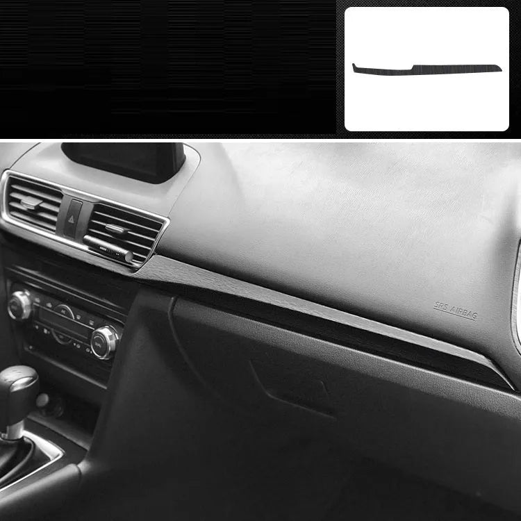 Car interior decorative sticker kit for centre console and dashboard modification with model-specific pieces