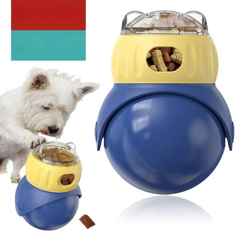Morandi yellow and blue plastic owl tumbler cat puzzle feeder toy