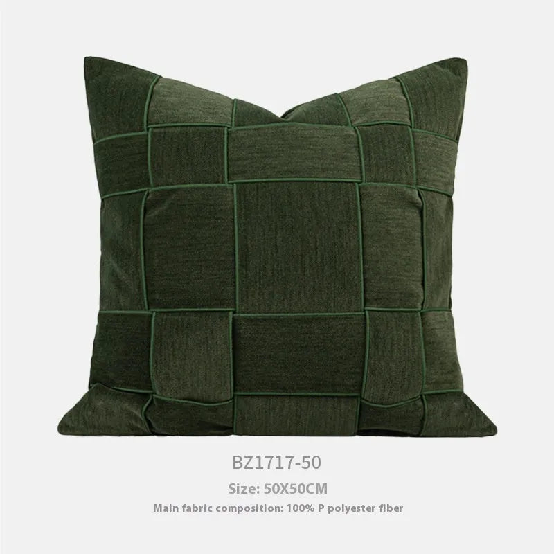 Chenille woven 50x50cm pillow cushion in seven colour options with feather velvet core
