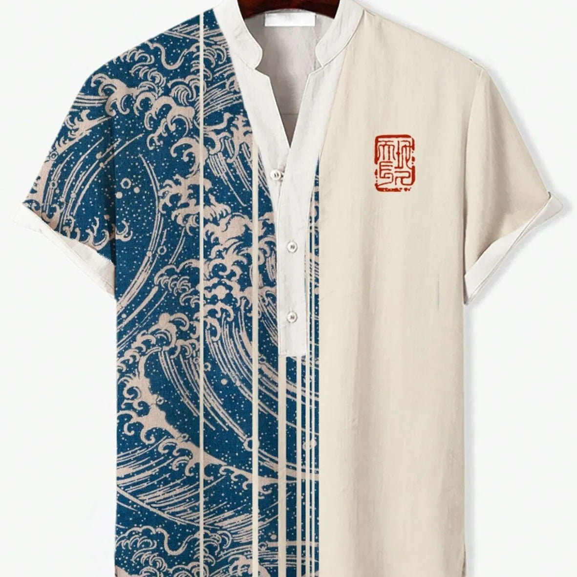 Men's 3D digital animal print short sleeve shirt in polyester fabric showing vibrant design