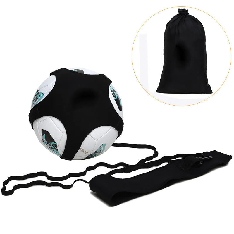 Black football juggling belt with rotating mechanism for ball control training