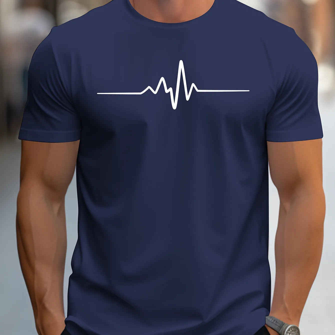 Men's 3D sports pattern t-shirt with loose fit design and short sleeves