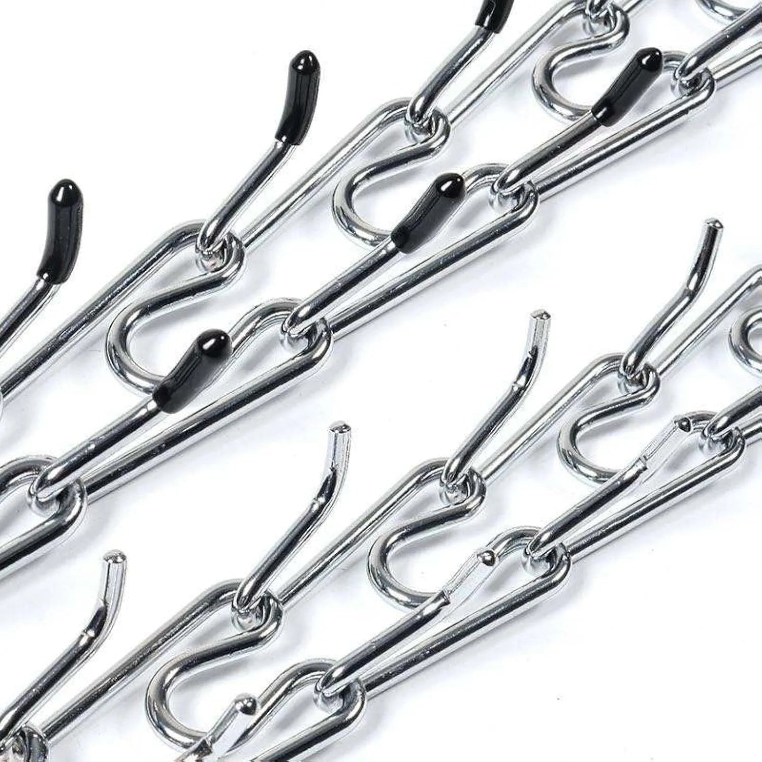 Stainless steel dog prong training collar with comfort rubber tips, shown in adjustable sizes.