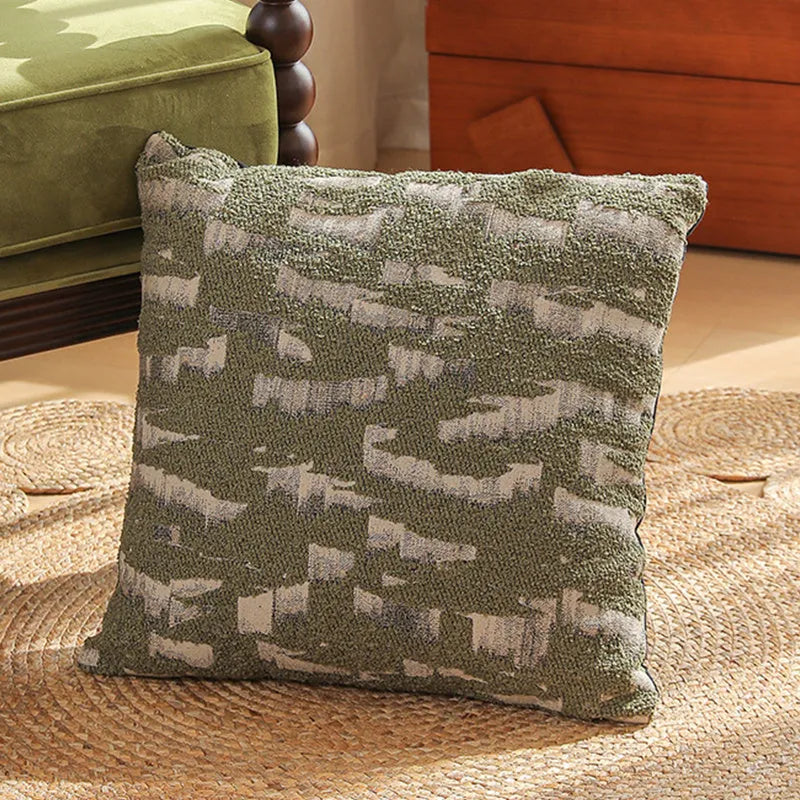 Square 45cm yarn-dyed Jacquard pillow cover with Nordic floral botanical pattern in multiple colour options.