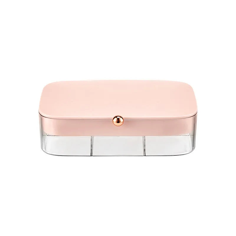 Green minimalist multi-layer jewellery storage box with compartments for earrings and necklaces.