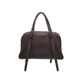 Women's black genuine leather retro shoulder bag with horizontal square design and double straps