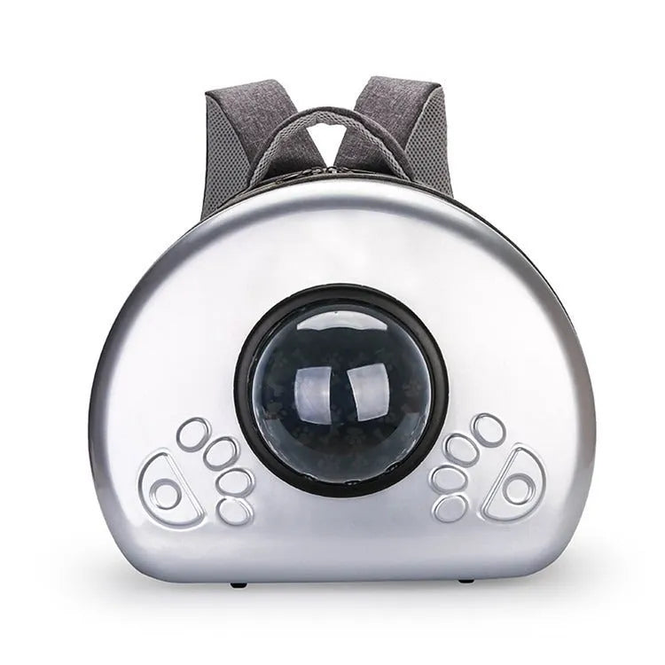 Transparent space capsule style cat carrier backpack in PC canvas with a coloured front shell.