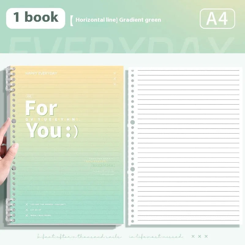 Gradient colour removable coil notebook with PP cover in blue, pink, green and purple options