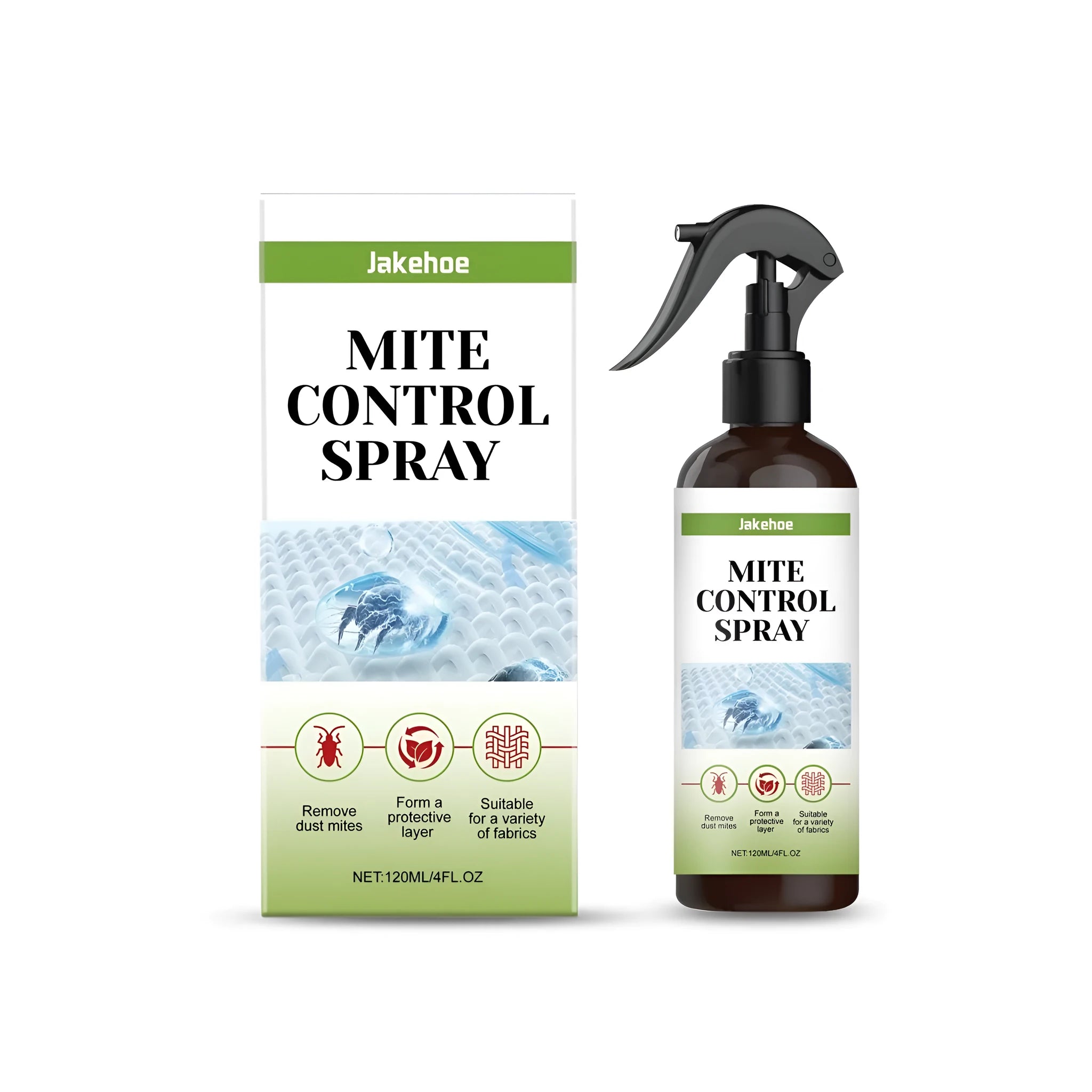 120ml bottle of mite control spray with menthol and ethanol for surface treatment