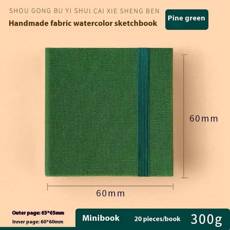 Feiluniao handmade fabric watercolour notebook with artistic cover design, 185mm length for portable sketching