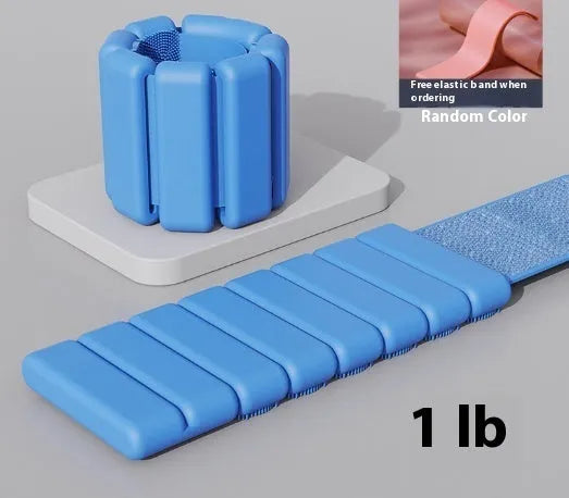 Silicone weight-bearing fitness bracelet with Velcro fastening in black, blue, gray or pink