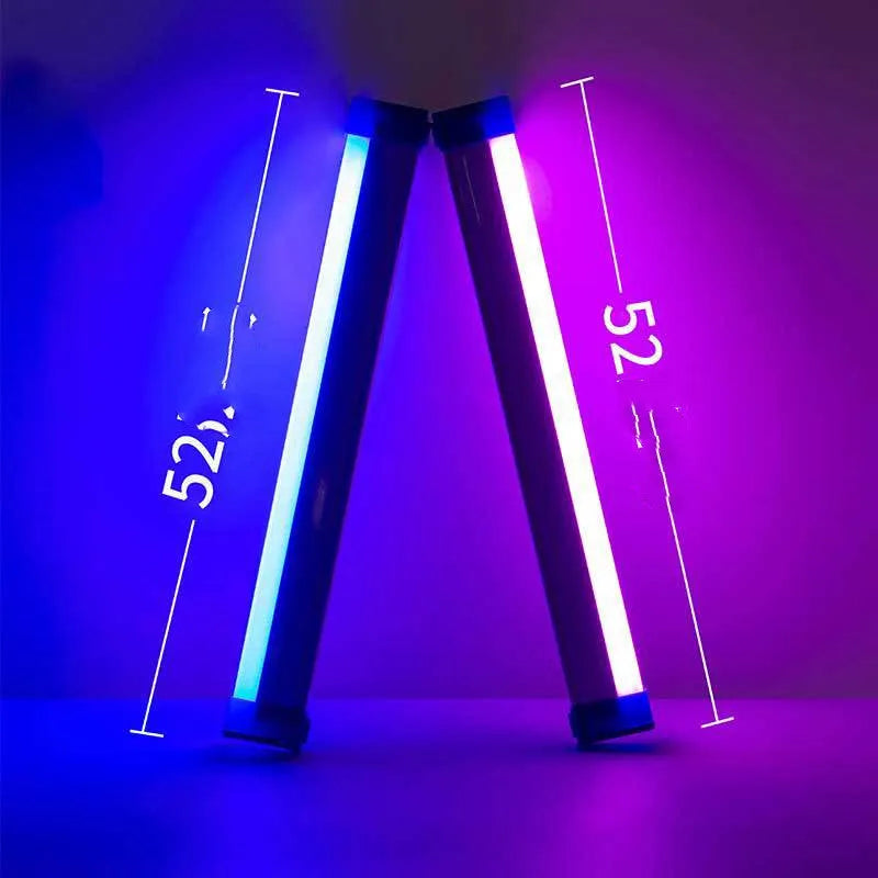 Rechargeable blue and purple LED tube stick photo fill light with dimmable RGB atmosphere lighting