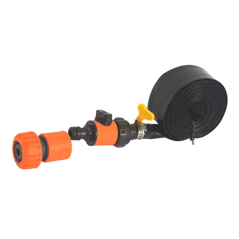 Blue portable garden sprinkler with solar water cooling feature and PVC switch