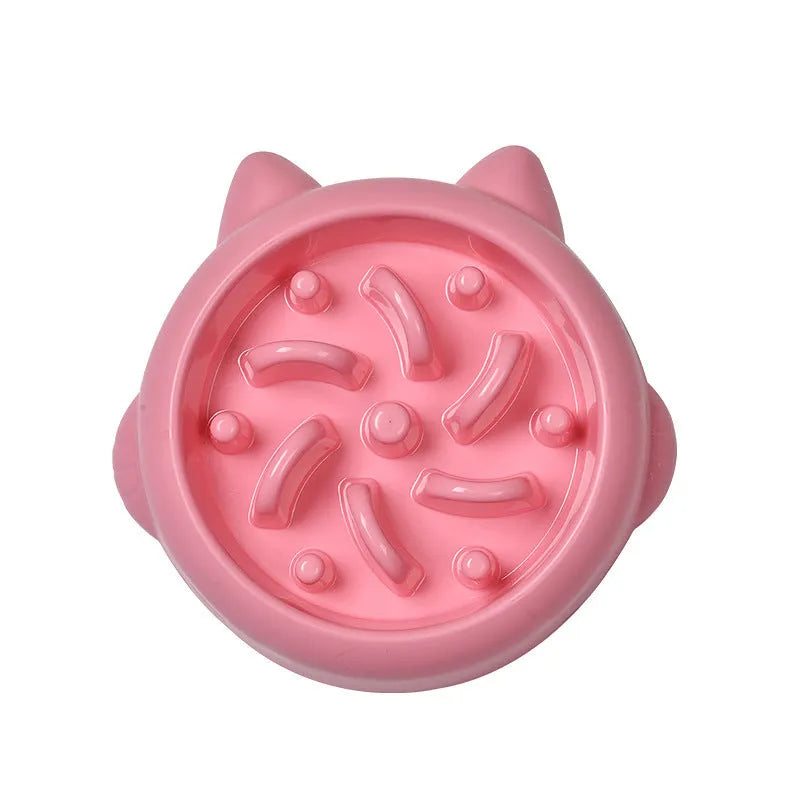 Green slow feeder dog bowl with maze ridge pattern for anti-gulping feeding