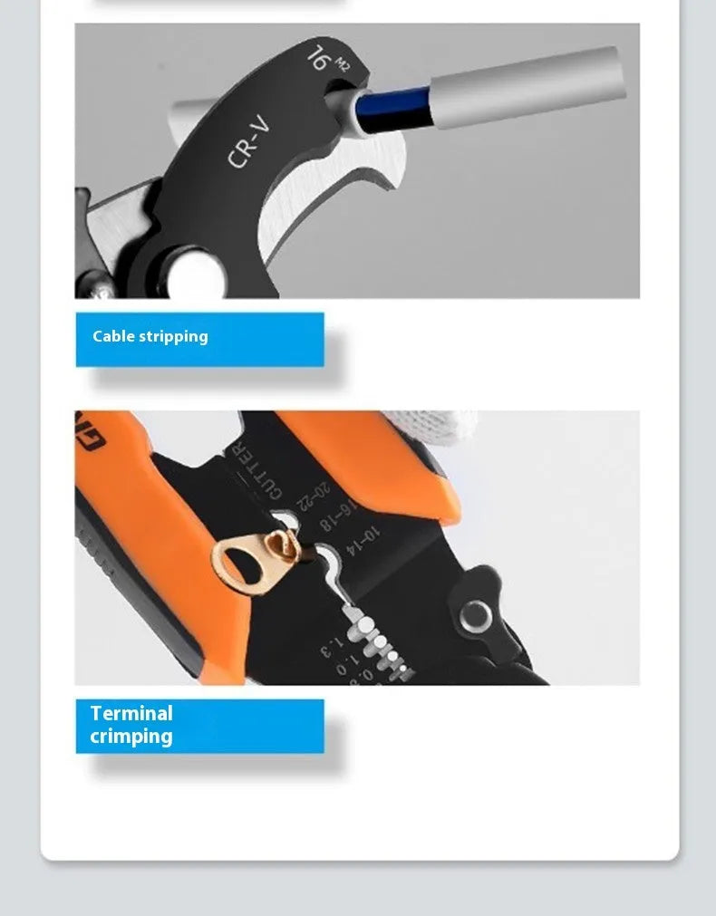 Automatic wire stripping pliers tool for electricians with steel construction