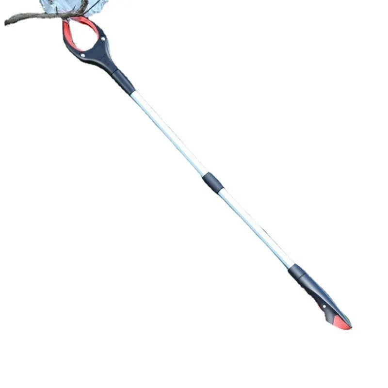 Blue plastic and aluminium trash folder artifact sewer pliers with clip mechanism