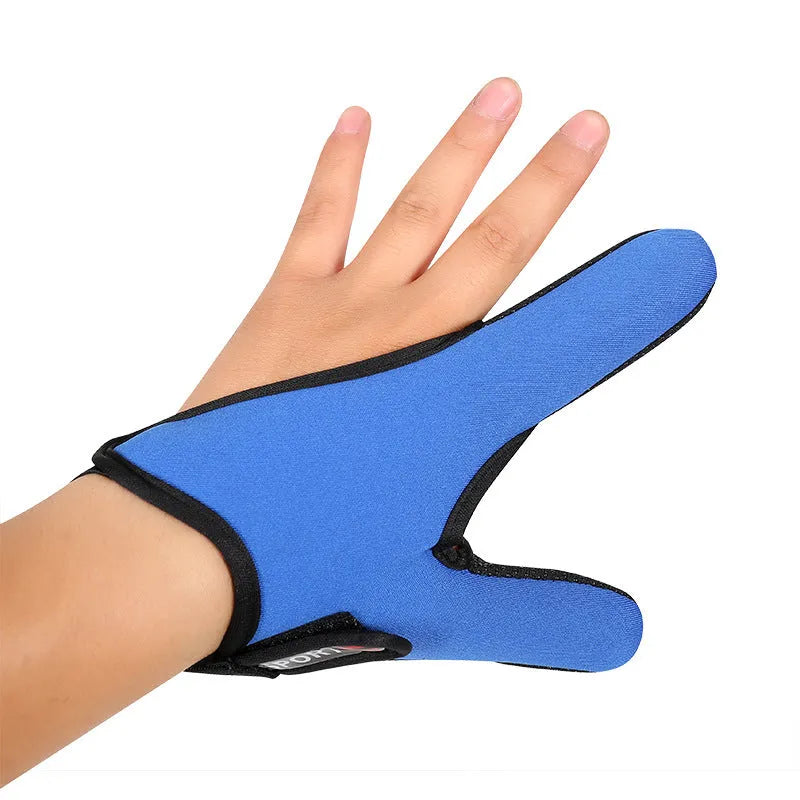 Fishing two finger gloves showing microfiber palm and diving cloth back in black colour