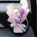 Handmade dried flower car vent ornament with interchangeable scented discs in multiple colour options