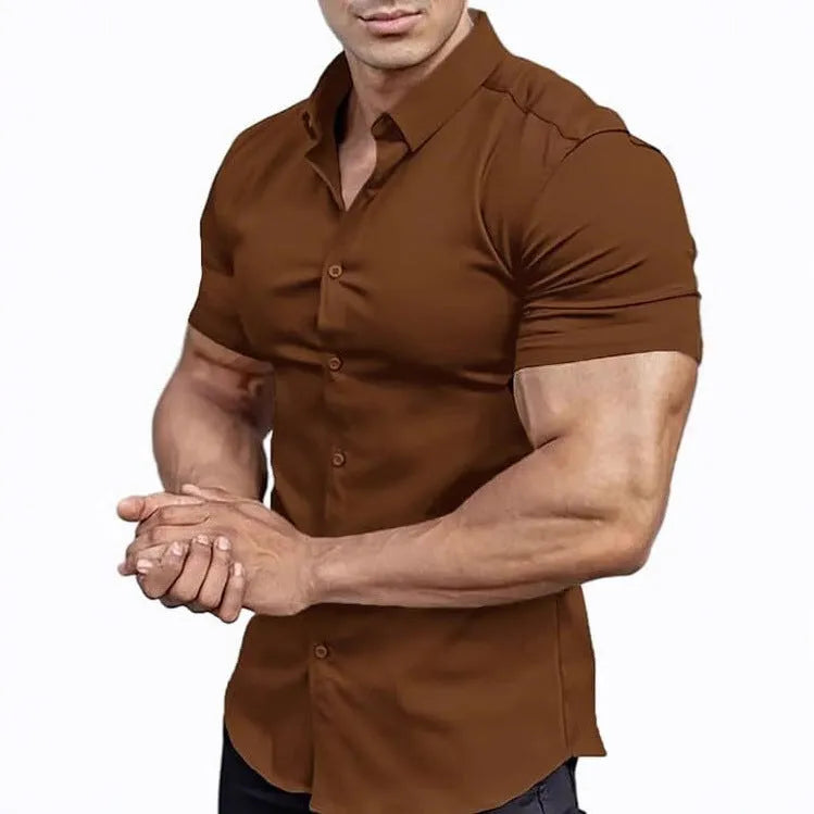 Men's printed short sleeve casual shirt in polyester fibre available in multiple colours and sizes
