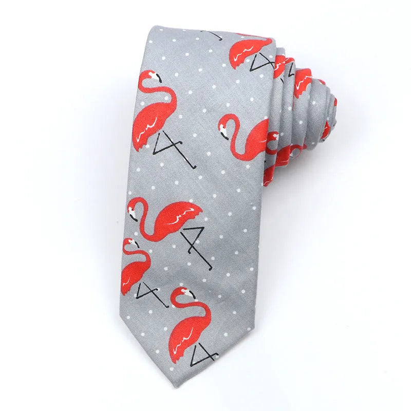 Narrow cotton bow tie with cartoon print pattern in assorted colour codes for men casual wear