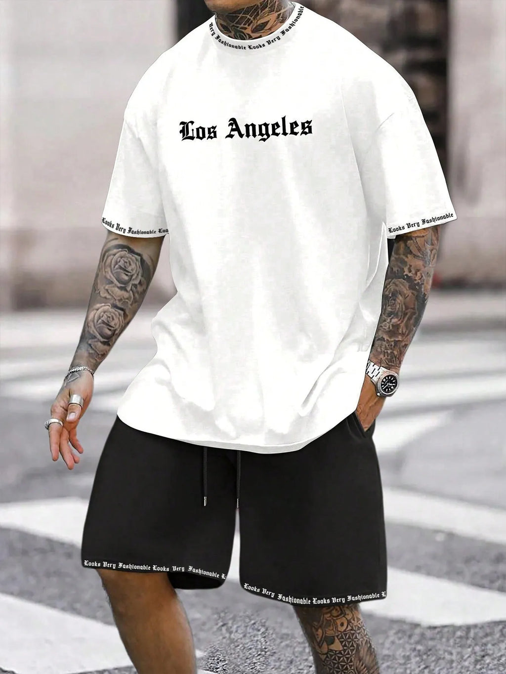 Lightweight quick-dry short-sleeved top and matching shorts sports set on a neutral background.