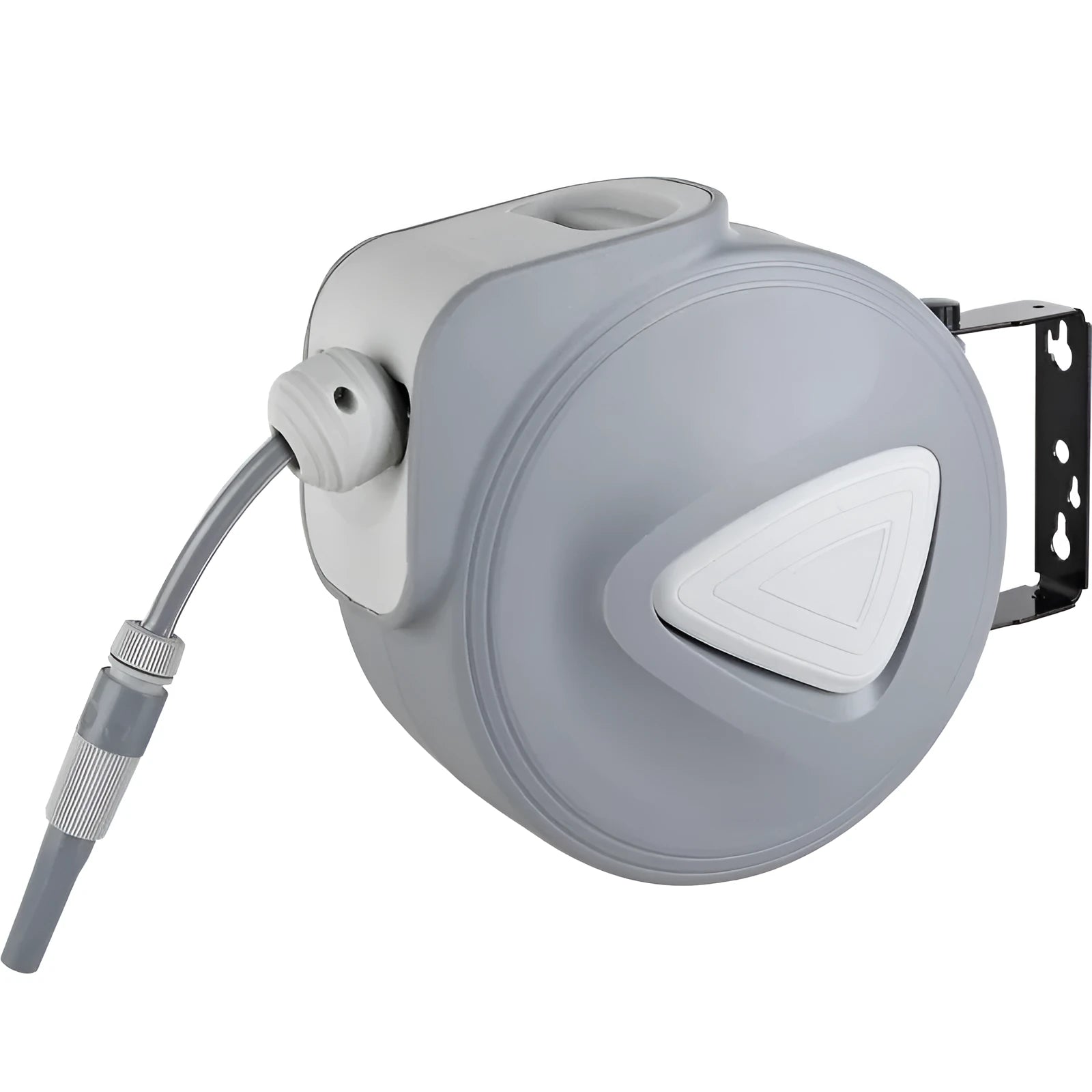 Automatic retractable hose reel with 10 metre PVC water pipe in compact drum for car washing