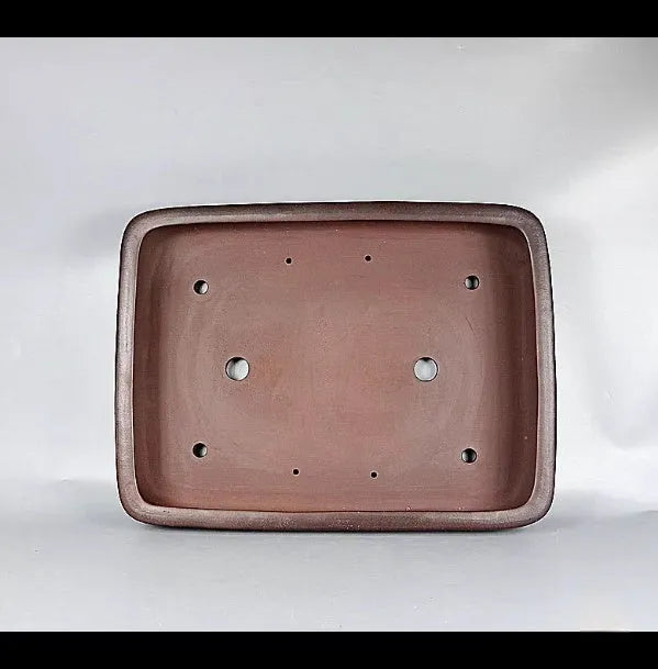 Rectangular antique purple clay flower pot with handmade finish