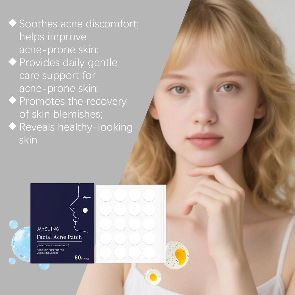 Pack of 80 gentle breathable acne patches for facial spot treatment