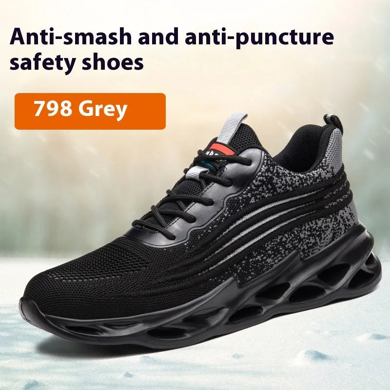 Lightweight leather labour protection shoes with rubber sole in multiple colour options