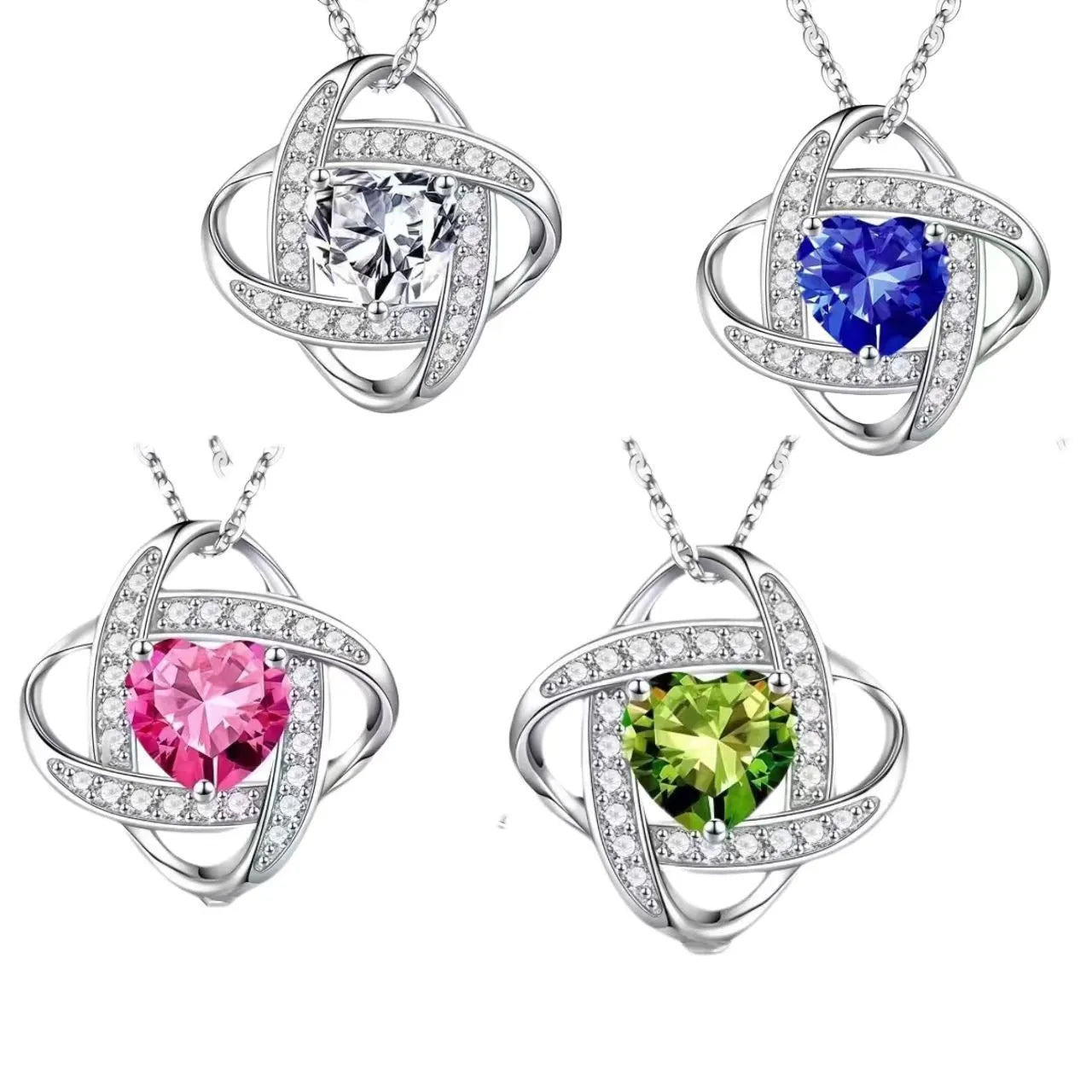 Heart-shaped pendant necklace in electroplated copper with Tibetan silver finish showing colour options