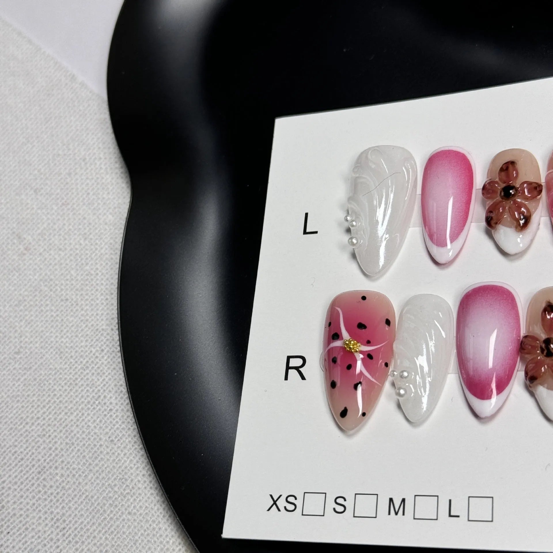 Hand-painted three-dimensional nail beauty patches with embossed candy patterns in almond shape