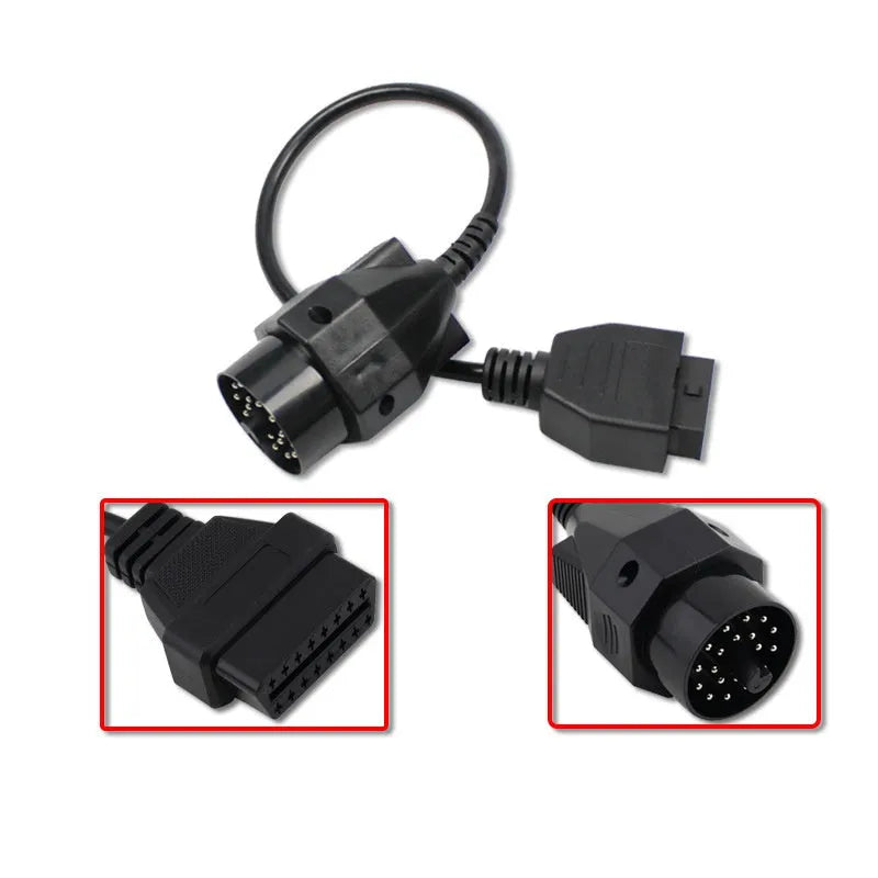 BMW OBD2 diagnostic adapter cable converting 20-pin port to 16-pin OBD2 port