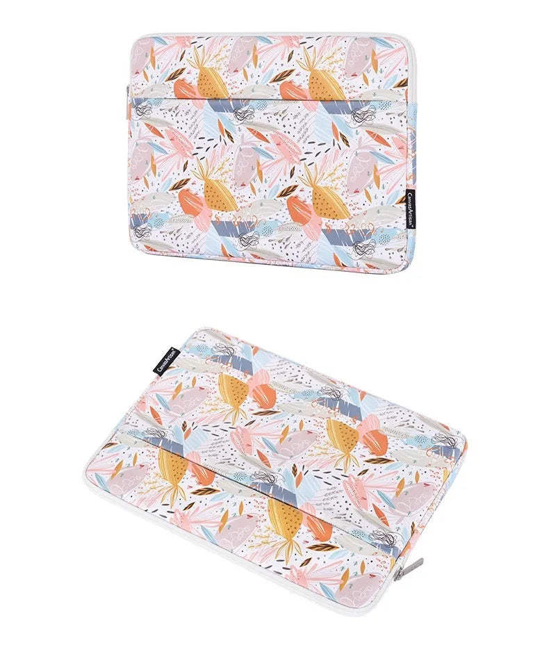 White PU leather waterproof laptop inner bag for 14-inch devices with anti-seismic padding.