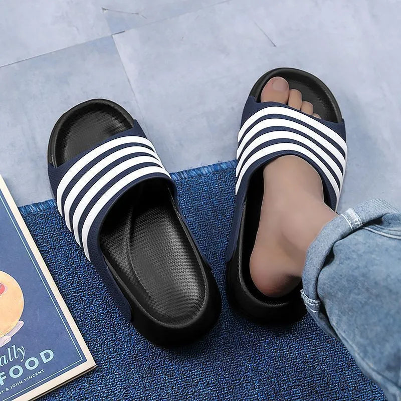 Unisex casual PVC and EVA slippers in beige, shown in a leisure sports style.