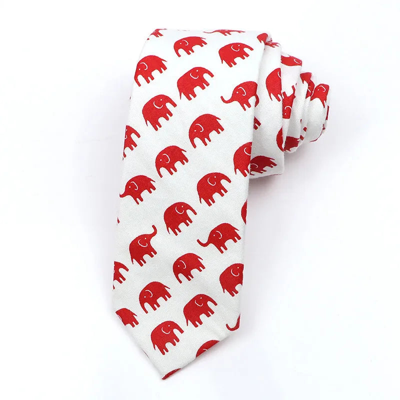 Narrow cotton bow tie with cartoon print pattern in assorted colour codes for men casual wear