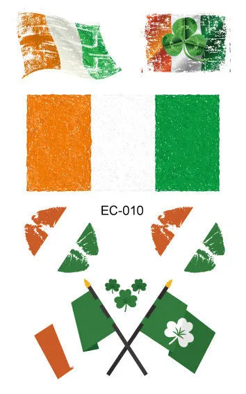 Irish festival clover tattoo sticker paper with water transfer printing, 120mm by 75mm